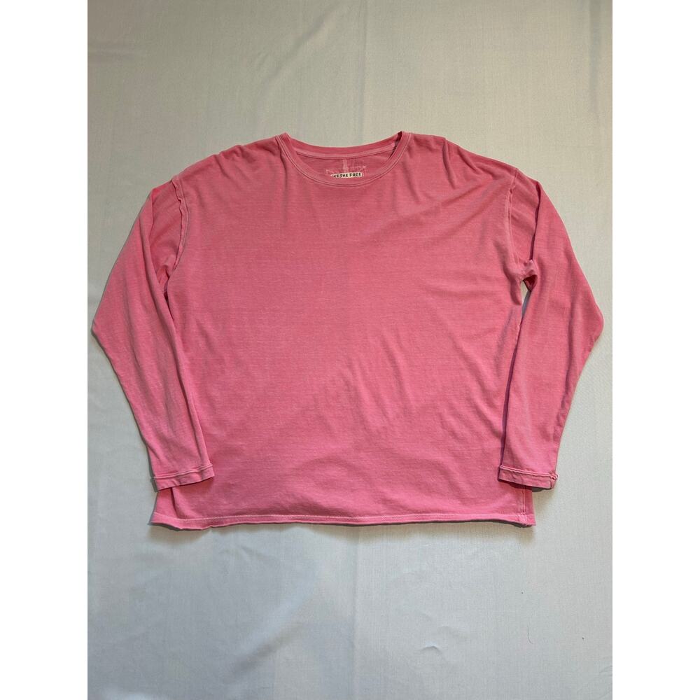 We The Free Slouchy Oversized 100% Cotton Pink Long Sleeve Shirt XS
